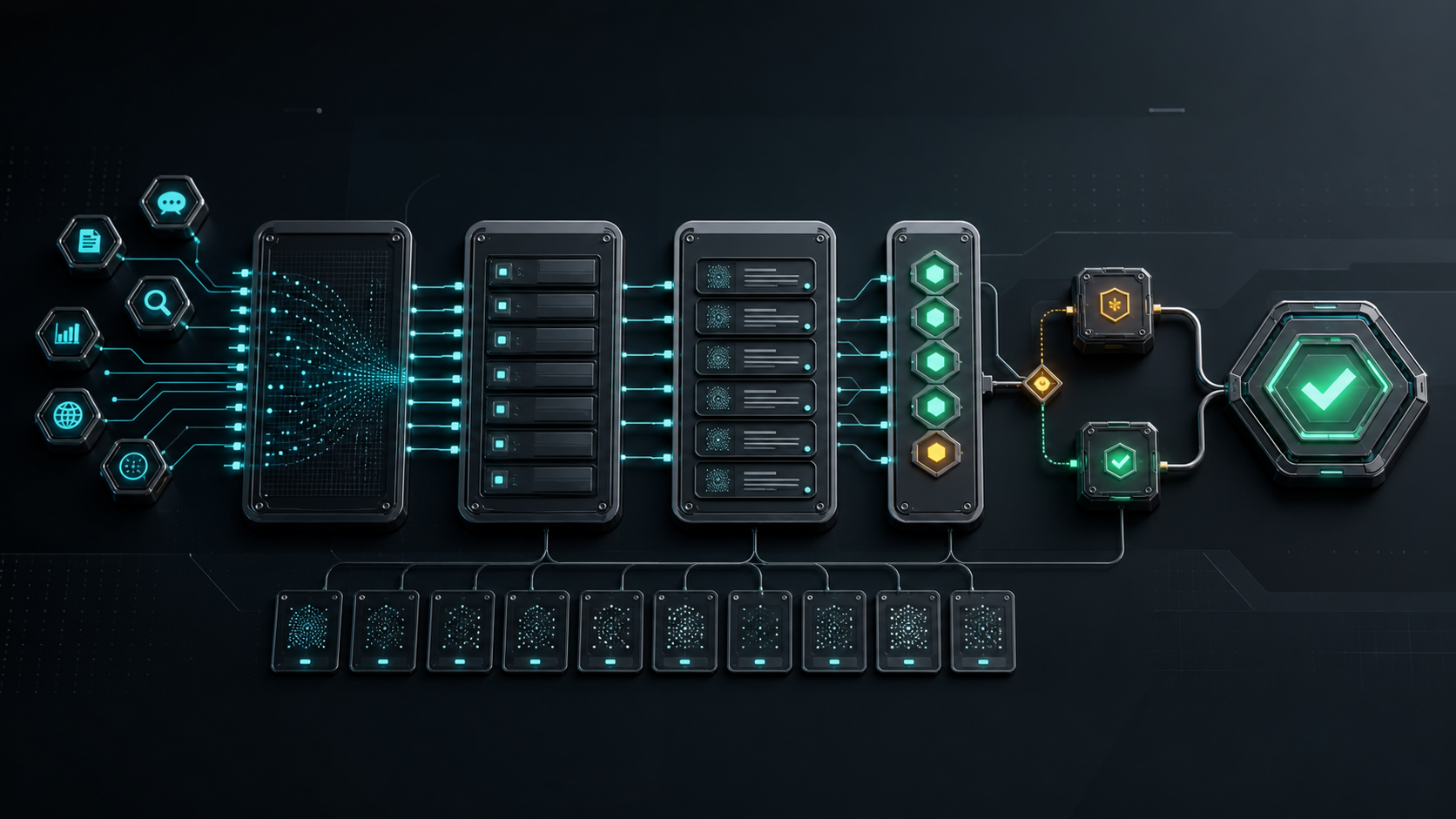 Instrument-style evidence pipeline turning market signals into a validation decision.